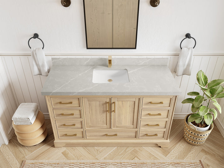 Charlotte White Oak 60 in. W x 22 in. D Single Sink Bathroom Vanity - photo 38
