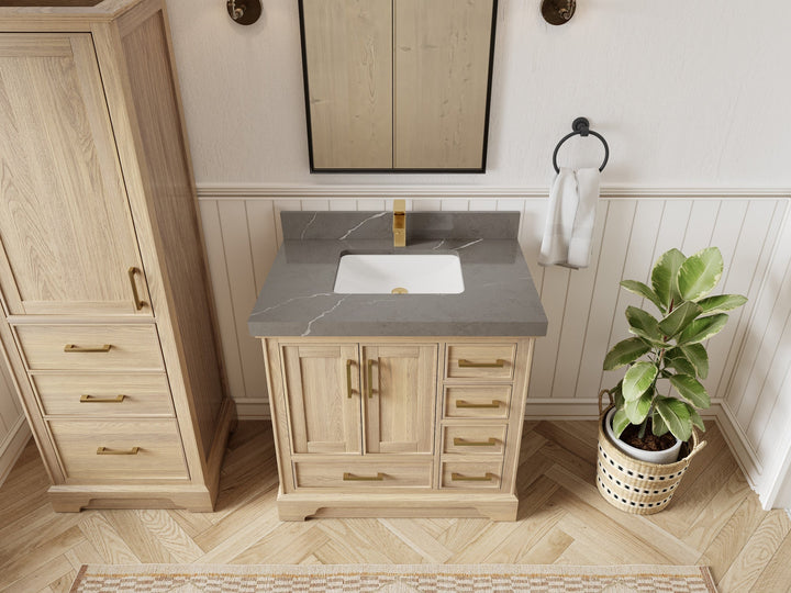 Charlotte White Oak 36 in. W x 22 in. D Center Sink Bathroom Vanity - photo 34