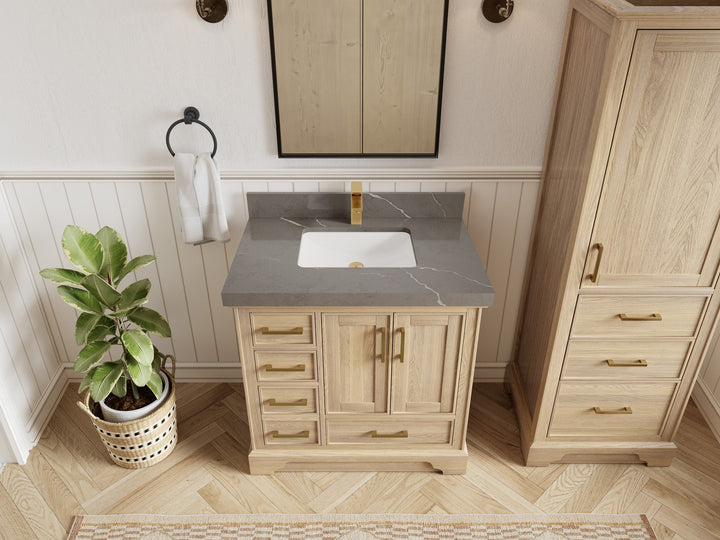 Charlotte White Oak 36" W x 22" D Center Sink Vanity for Sophisticated Bathrooms - photo 28