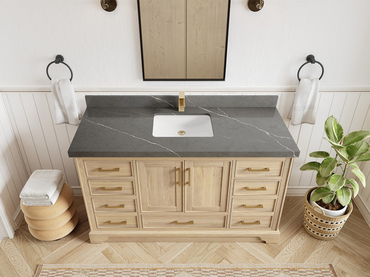 Charlotte White Oak 60 in. W x 22 in. D Single Sink Bathroom Vanity - photo 40