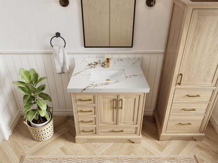 Charlotte White Oak 36" W x 22" D Center Sink Vanity for Sophisticated Bathrooms - photo 40