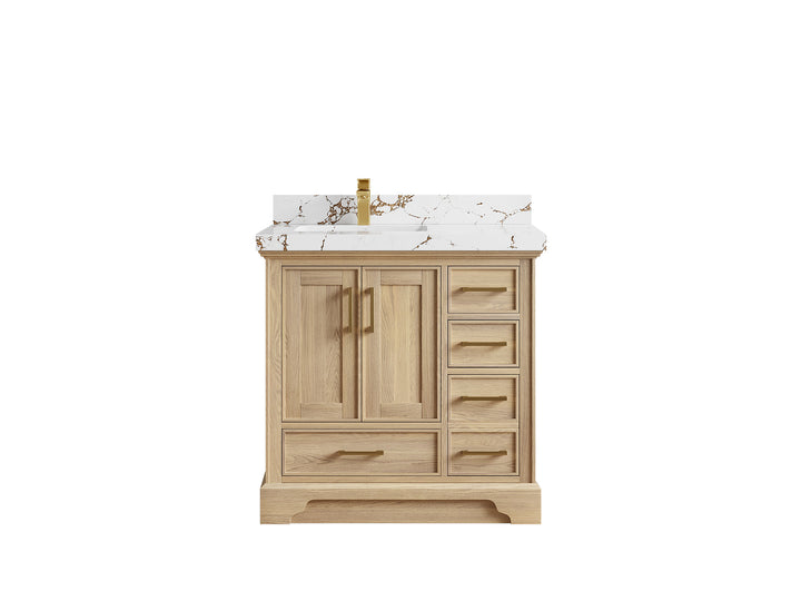 Charlotte White Oak 36 in. W x 22 in. D Left Offset Sink Bathroom Vanity - photo 45