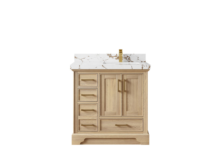 Charlotte White Oak 36 in. W x 22 in. D Right Offset Sink Bathroom Vanity - photo 38