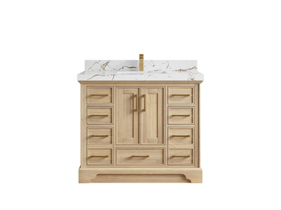 Charlotte White Oak 42 in. W x 22 in. D Single Sink Bathroom Vanity with 2 in Viola Brown Quartz Countertop