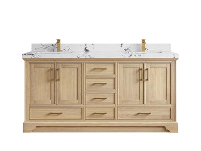 Charlotte White Oak 72 in. W x 22 in. D Double Sink Bathroom Vanity with 2 in Viola Night Quartz Countertop