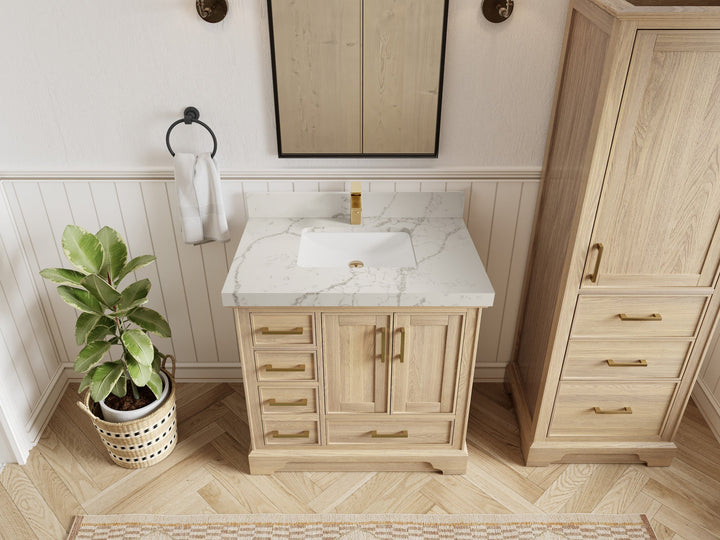 Charlotte White Oak 36" W x 22" D Center Sink Vanity for Sophisticated Bathrooms - photo 38