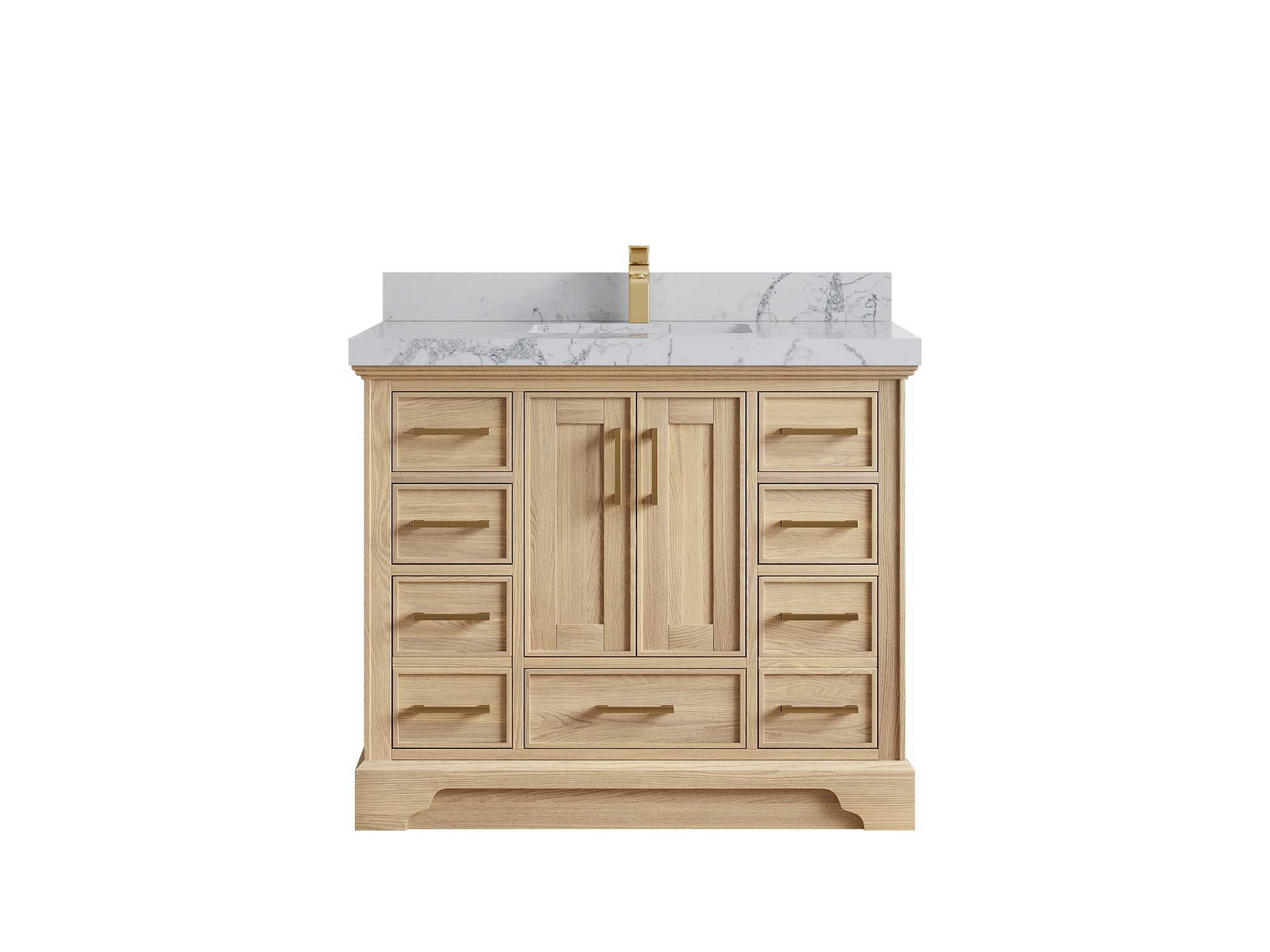 Charlotte White Oak 42 in. W x 22 in. D Single Sink Bathroom Vanity with 2 in Venatino Quartz Countertop