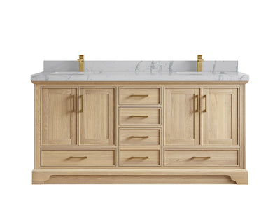 Charlotte White Oak 72 in. W x 22 in. D Double Sink Bathroom Vanity with 2 in Venatino Quartz Countertop