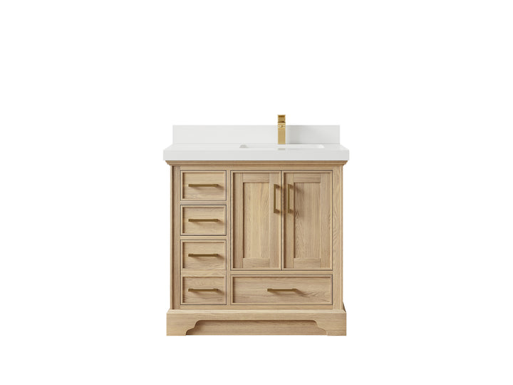 Charlotte White Oak 36 in. W x 22 in. D Right Offset Sink Bathroom Vanity - photo 46