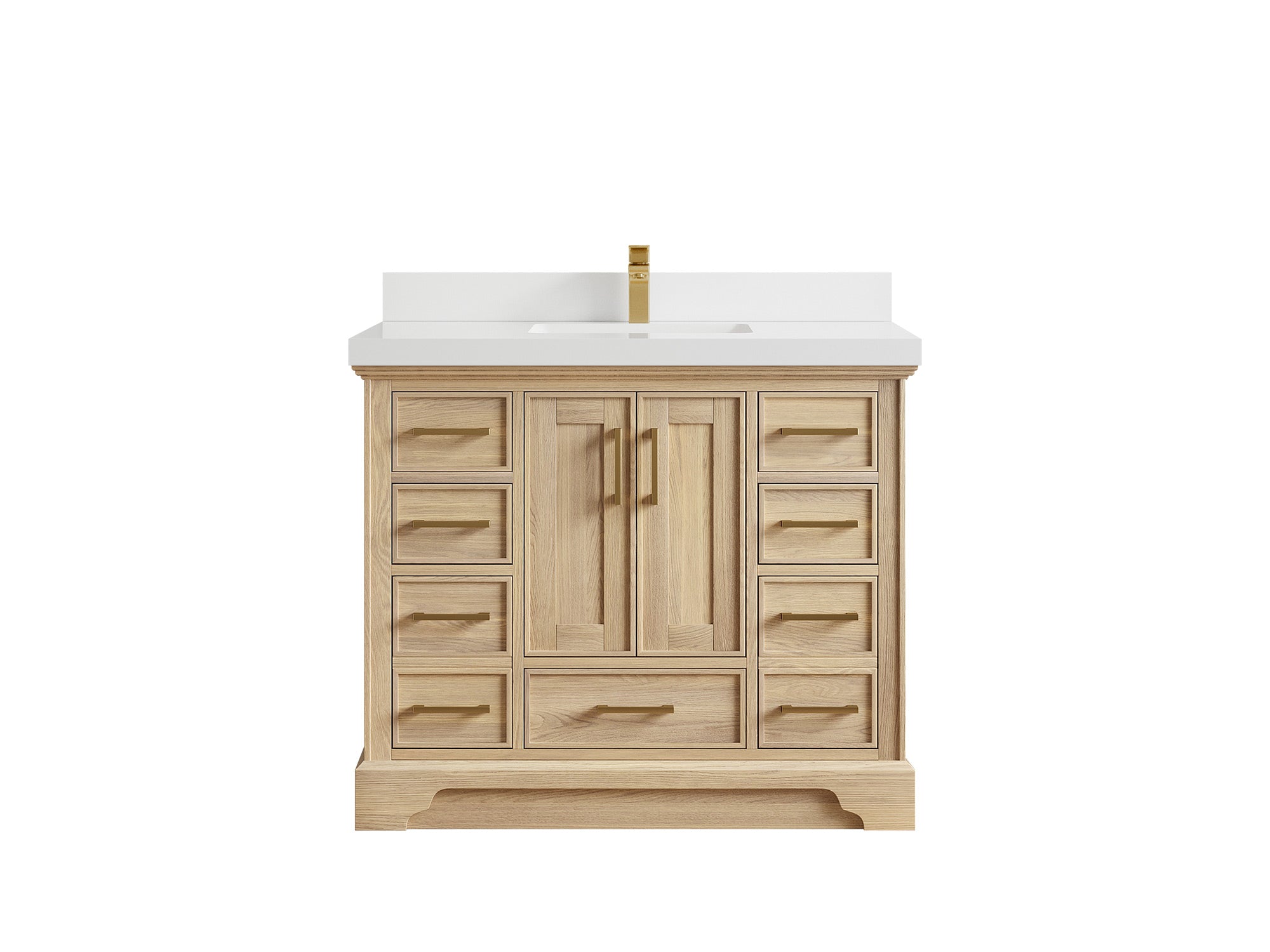 Charlotte White Oak 42 in. W x 22 in. D Single Sink Bathroom Vanity with 2 in White Quartz Countertop