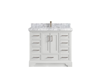 Charlotte 42 in. W x 22 in. D Single Sink Bathroom Vanity in White with 2 in Carrara Marble Countertop