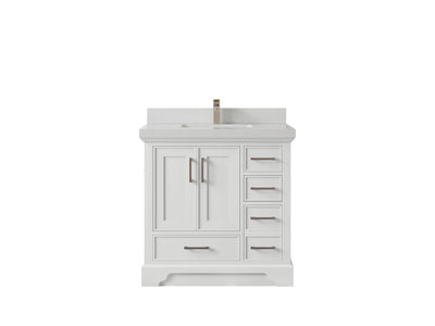 Charlotte 36 in. W x 22 in. D Center Sink Bathroom Vanity in White with 2 in Carrara Quartz Countertop