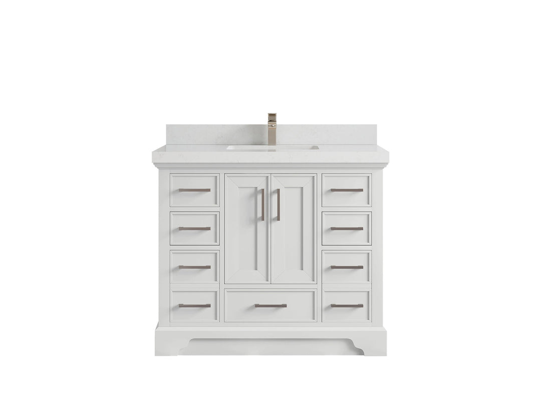 Charlotte 42 in. W x 22 in. D Single Sink Bathroom Vanity in White with 2 in Carrara Quartz Countertop