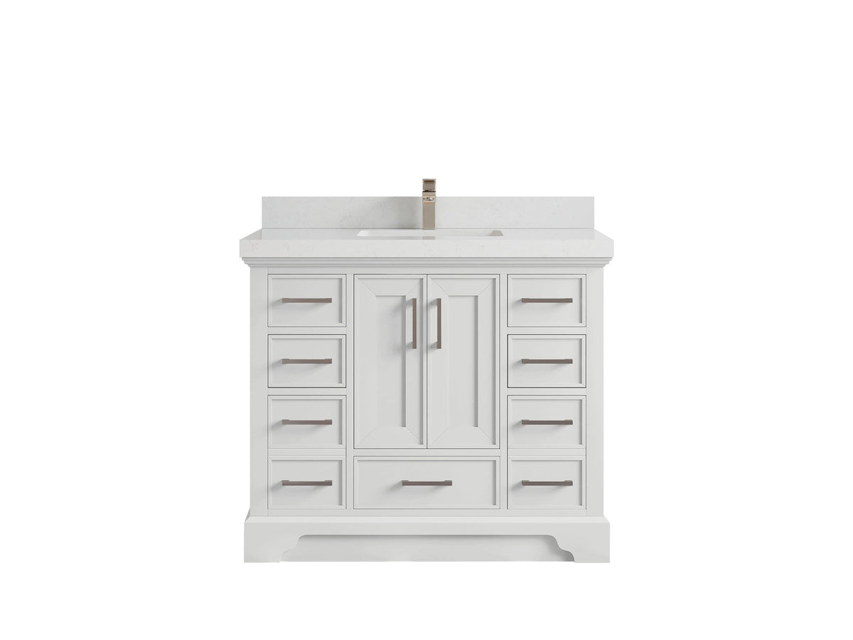 Charlotte 42 in. W x 22 in. D Single Sink Bathroom Vanity in White with 2 in Carrara Quartz Countertop