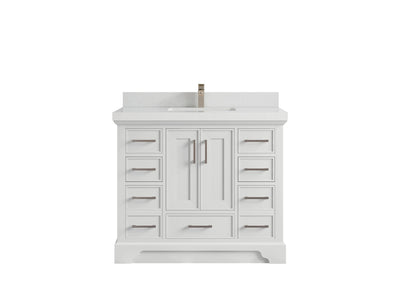 Charlotte 42 in. W x 22 in. D Single Sink Bathroom Vanity in White with 2 in Carrara Quartz Countertop