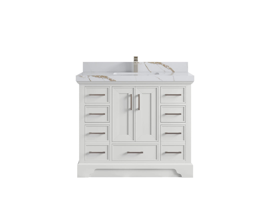 Charlotte 42 in. W x 22 in. D Single Sink Bathroom Vanity in White with 2 in Calacatta Gold Quartz Countertop