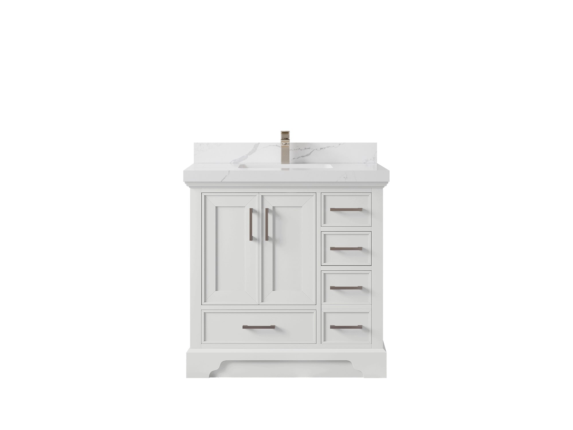 Charlotte 36 in. W x 22 in. D Center Sink Bathroom Vanity in White with 2 in Calacatta Laza Quartz Countertop