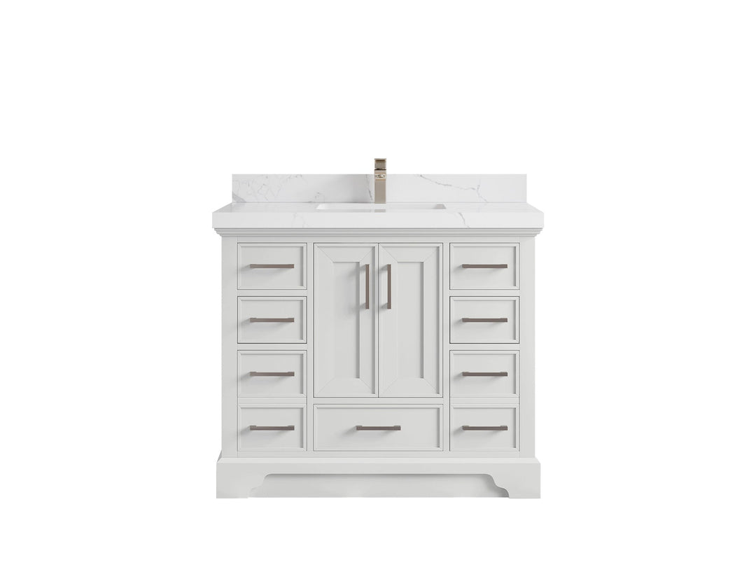Charlotte 42 in. W x 22 in. D Single Sink Bathroom Vanity in White with 2 in Calacatta Laza Quartz Countertop