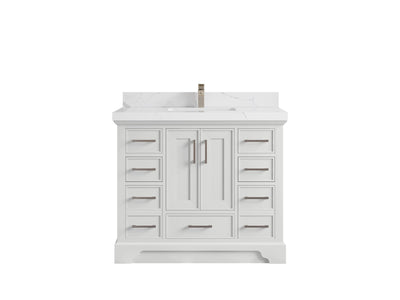 Charlotte 42 in. W x 22 in. D Single Sink Bathroom Vanity in White with 2 in Calacatta Laza Quartz Countertop