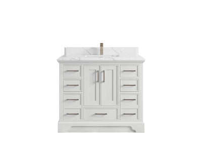 Charlotte 42 in. W x 22 in. D Single Sink Bathroom Vanity in White with 1.5 in Calacatta Laza Quartz Countertop