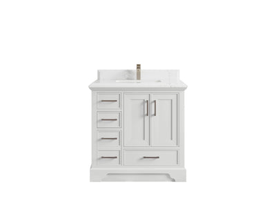 Charlotte 36 in. W x 22 in. D Center Sink Bathroom Vanity in White with 1.5 in Empira White Quartz Countertop