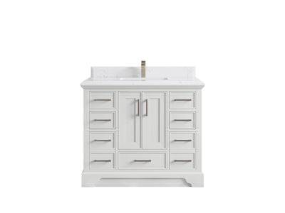 Charlotte 42 in. W x 22 in. D Single Sink Bathroom Vanity in White with 1.5 in Empira White Quartz Countertop
