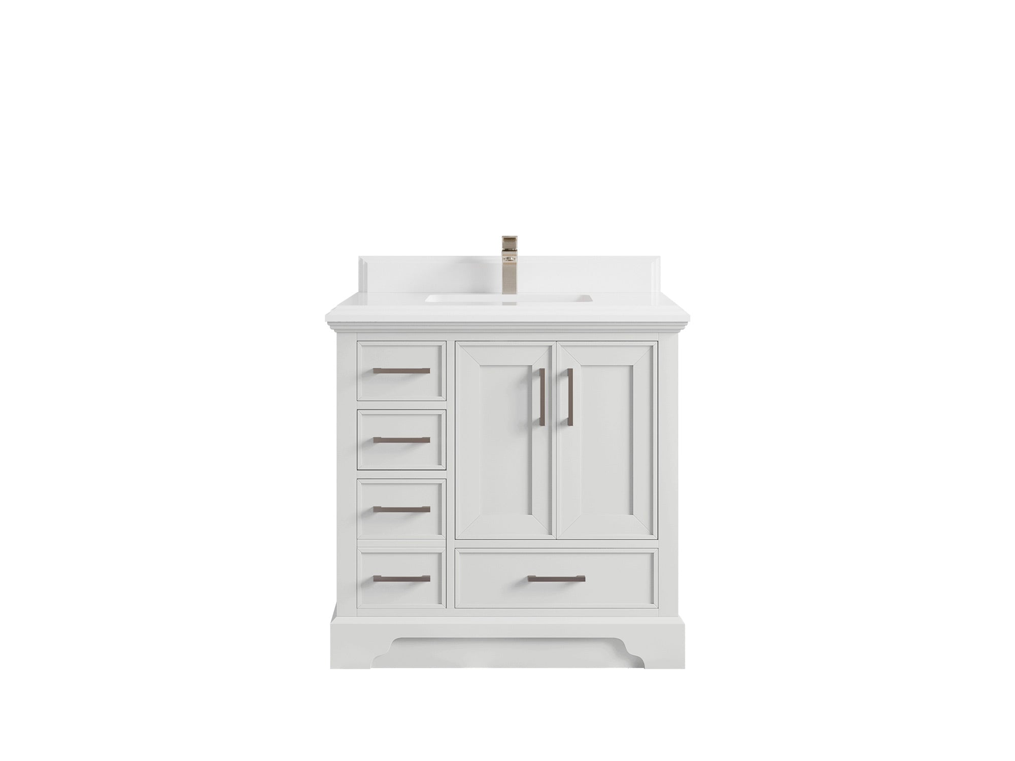 Charlotte 36 in. W x 22 in. D Center Sink Bathroom Vanity in White with 1.5 in White Quartz Countertop