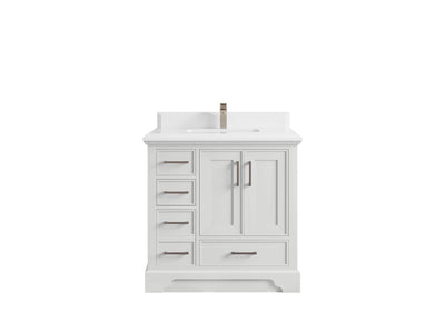 Charlotte 36 in. W x 22 in. D Center Sink Bathroom Vanity in White with 1.5 in White Quartz Countertop