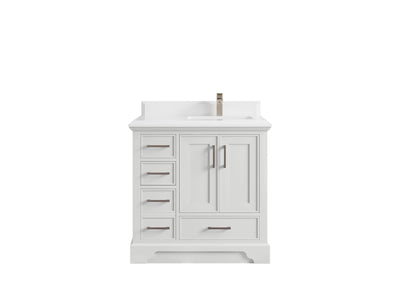 Charlotte 36 in. W x 22 in. D Right Offset Sink Bathroom Vanity in White with 1.5 in White Quartz Countertop