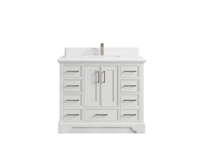 Charlotte 42 in. W x 22 in. D Single Sink Bathroom Vanity in White with 1.5 in White Quartz Countertop