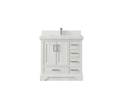 Charlotte 36 in. W x 22 in. D Center Sink Bathroom Vanity in White with 2 in Empira White Quartz Countertop