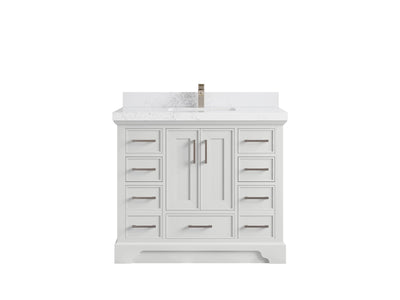 Charlotte 42 in. W x 22 in. D Single Sink Bathroom Vanity in White with 2 in Empira White Quartz Countertop