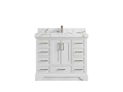 Charlotte 42 in. W x 22 in. D Single Sink Bathroom Vanity in White with 2 in Viola Brown Quartz Countertop