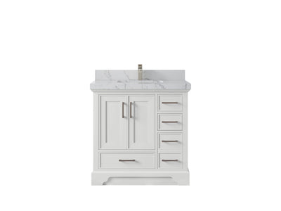 Charlotte 36 in. W x 22 in. D Center Sink Bathroom Vanity in White with 2 in Venatino Quartz Countertop