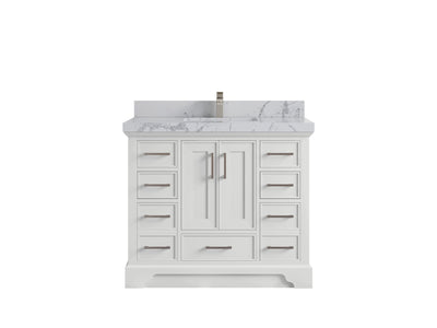 Charlotte 42 in. W x 22 in. D Single Sink Bathroom Vanity in White with 2 in Venatino Quartz Countertop