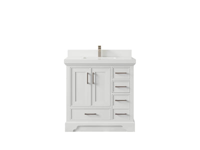 Charlotte 36 in. W x 22 in. D Center Sink Bathroom Vanity in White with 2 in White Quartz Countertop