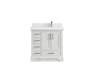 Charlotte 36 in. W x 22 in. D Right Offset Sink Bathroom Vanity in White with 2 in White Quartz Countertop