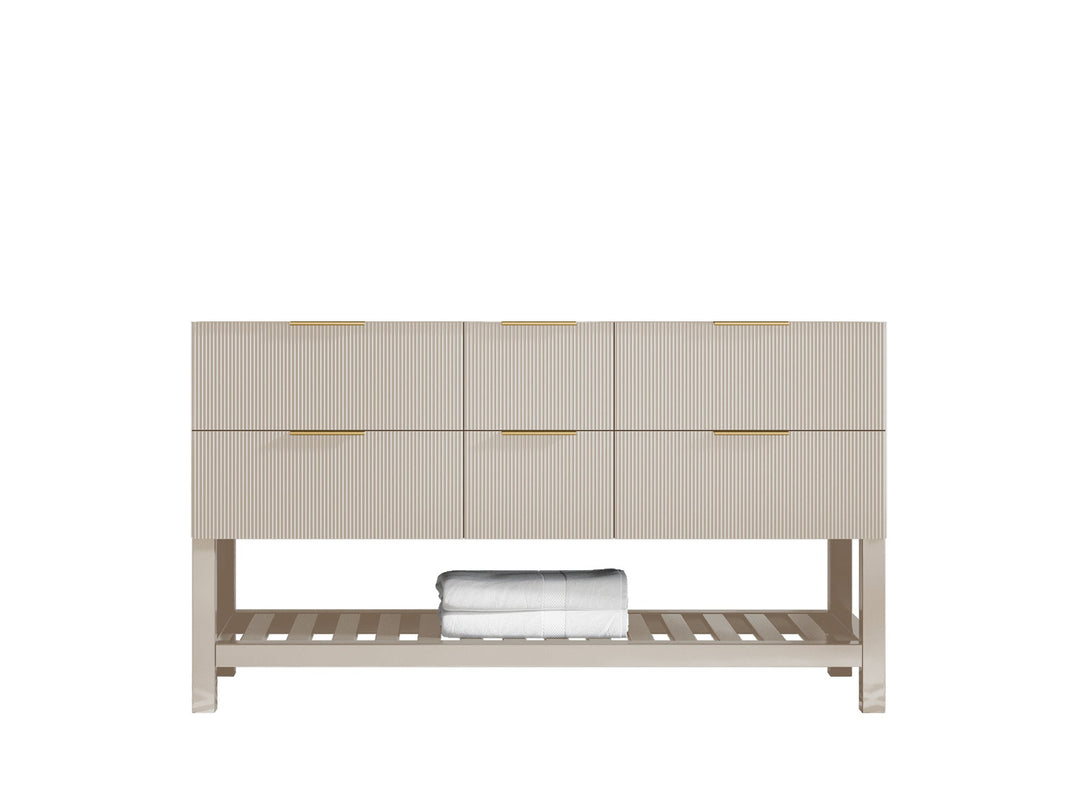 Catalina 60 in. W x 22 in. D Double Sink Bathroom Vanity in Fine Grain with Countertop - Cabinet Only