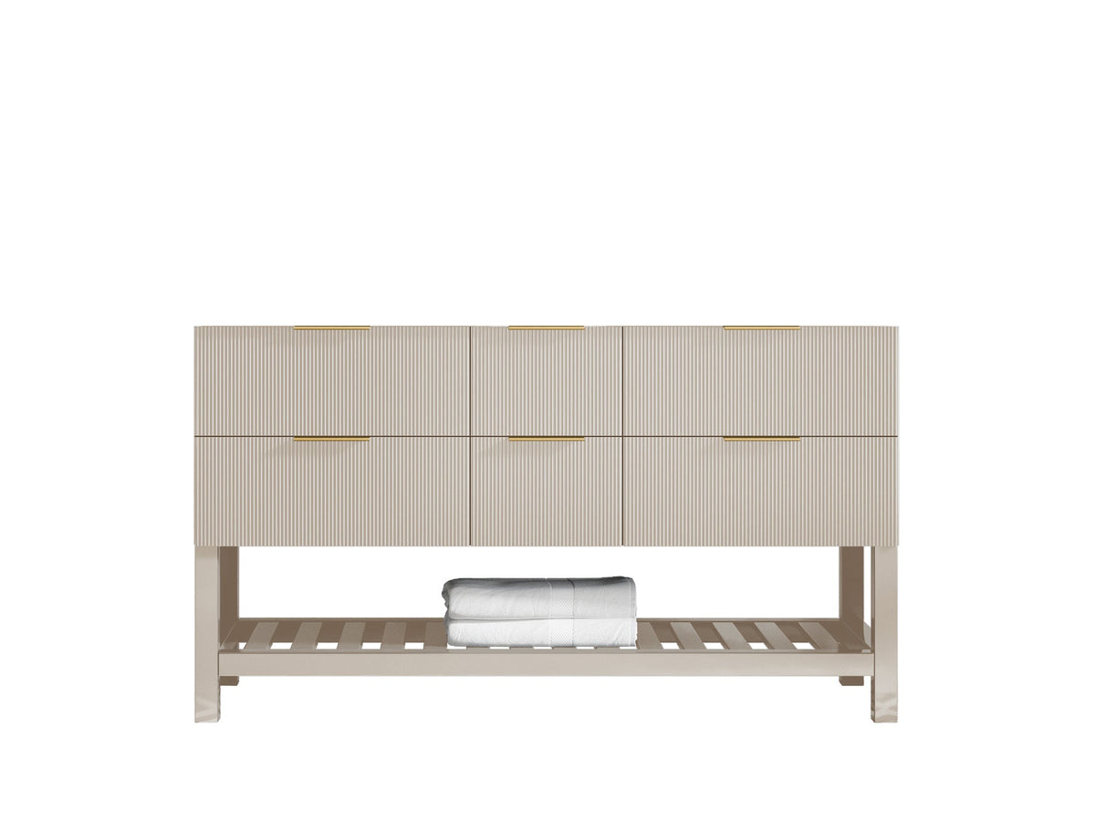 Catalina 60 in. W x 22 in. D Double Sink Bathroom Vanity in Fine Grain with Countertop - Cabinet Only