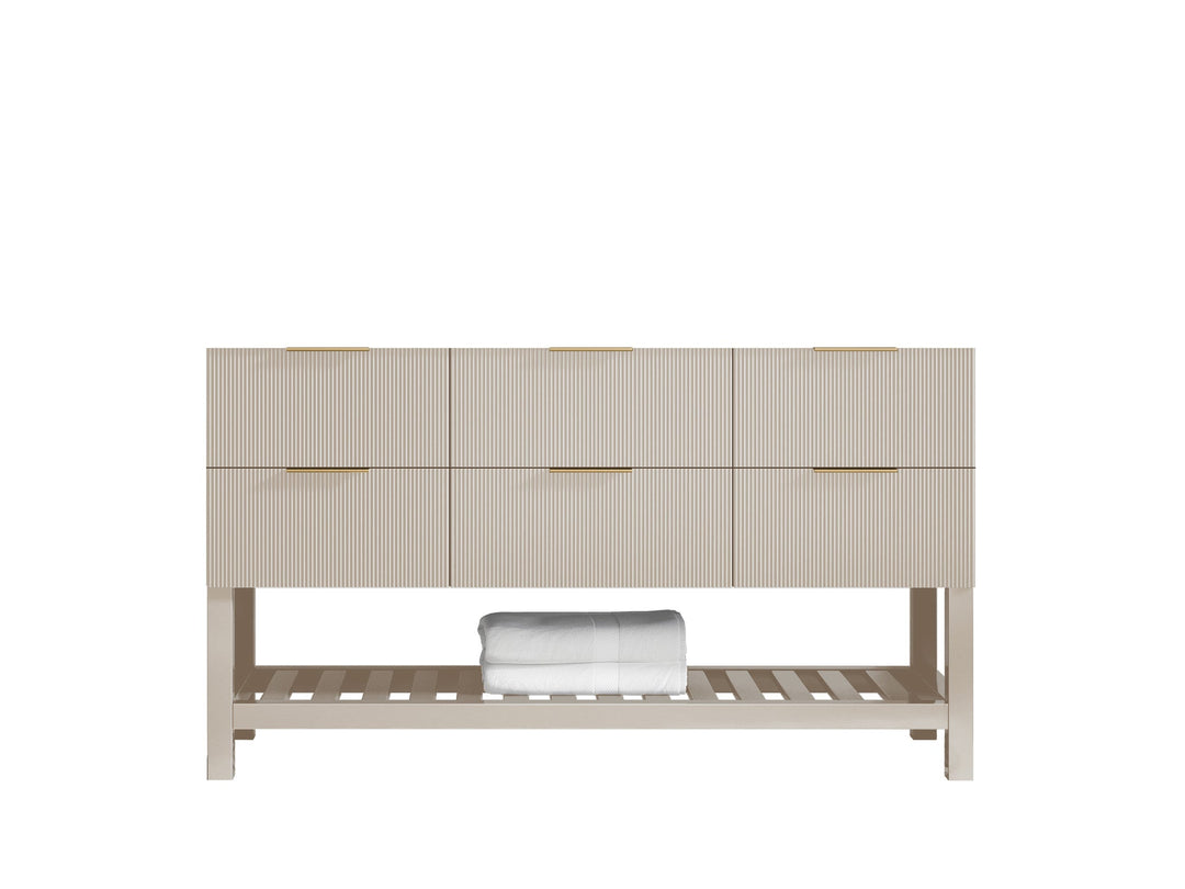 Catalina 60 in. W x 22 in. D Single Sink Bathroom Vanity in Fine Grain with Countertop - Cabinet Only