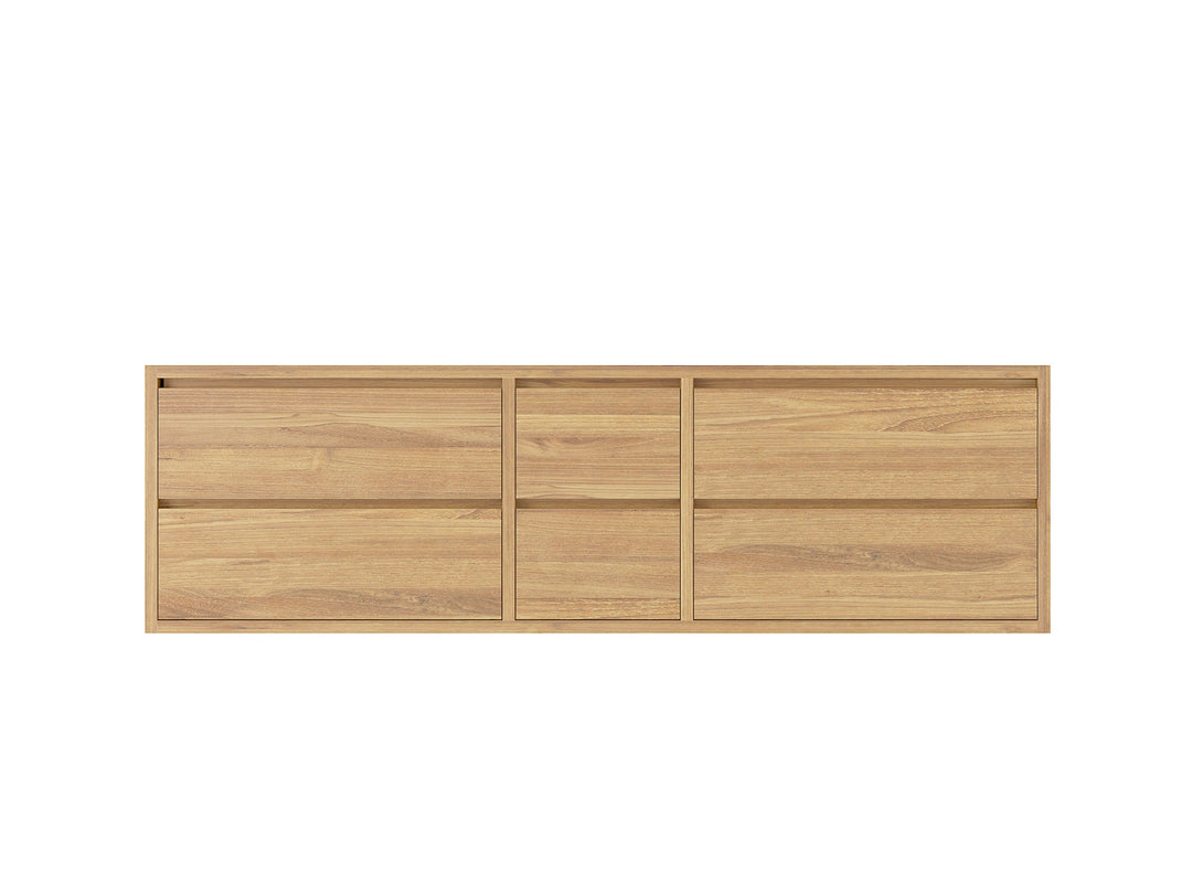Madison Floating Teak 72 in. W x 22 in. D Double Sink Bathroom Vanity in Light Natural - Cabinet Only