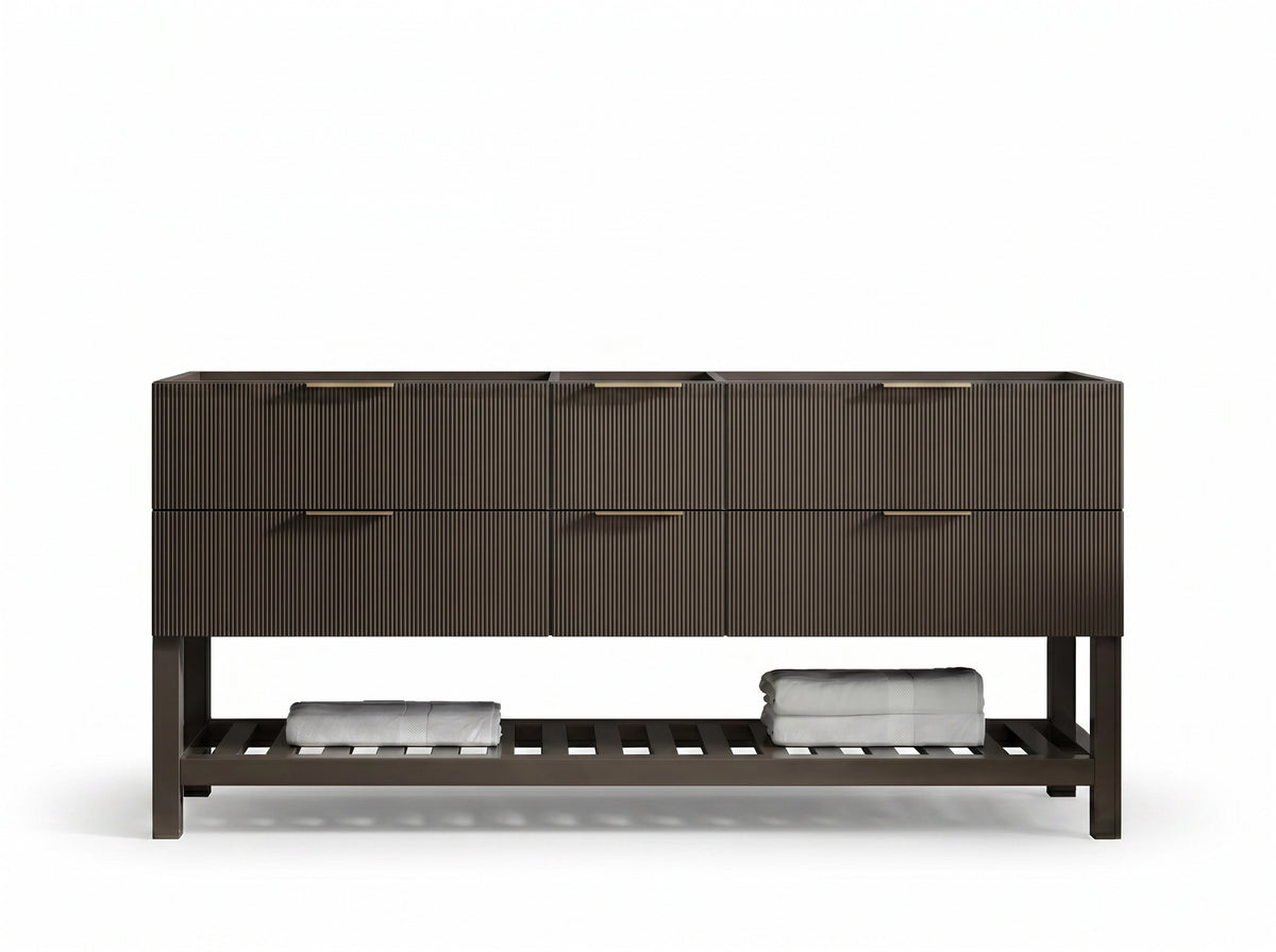 Catalina 72 in W x 22 in D Free Standing Reeded Double Sink Bathroom Vanity