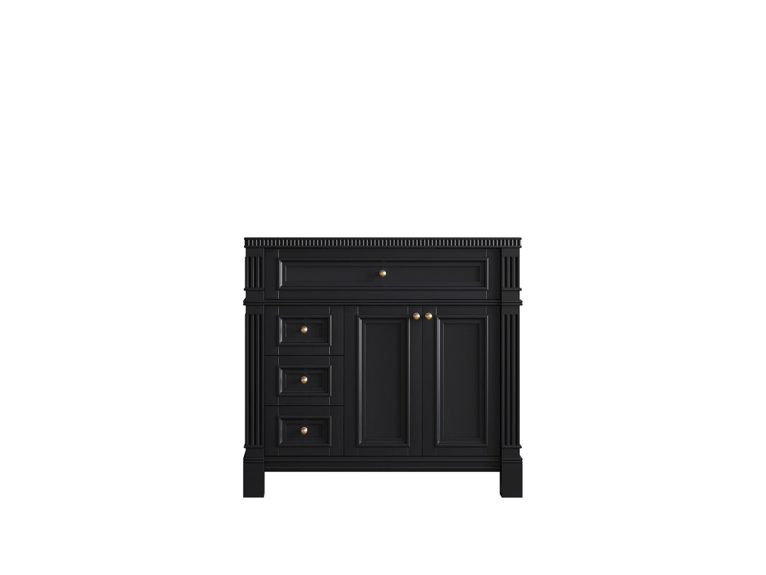 Paris 36 in. W x 22 in. D Right Offset Sink Bathroom Vanity in  Black - Cabinet only