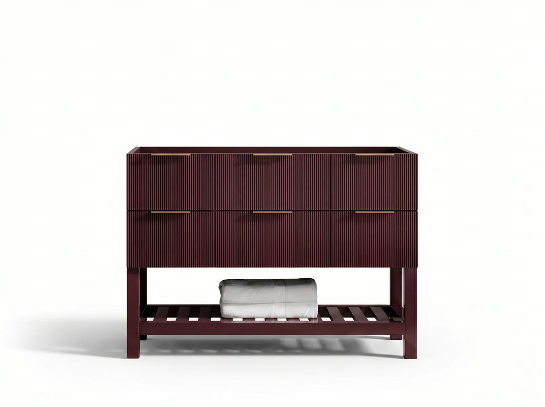 Catalina 48 in W x 22 in D Free Standing Reeded Single Sink Bathroom Vanity | 
              
                Burgundy
                
                  
             - CAT_BGD_WHQZ_48S - photo №3