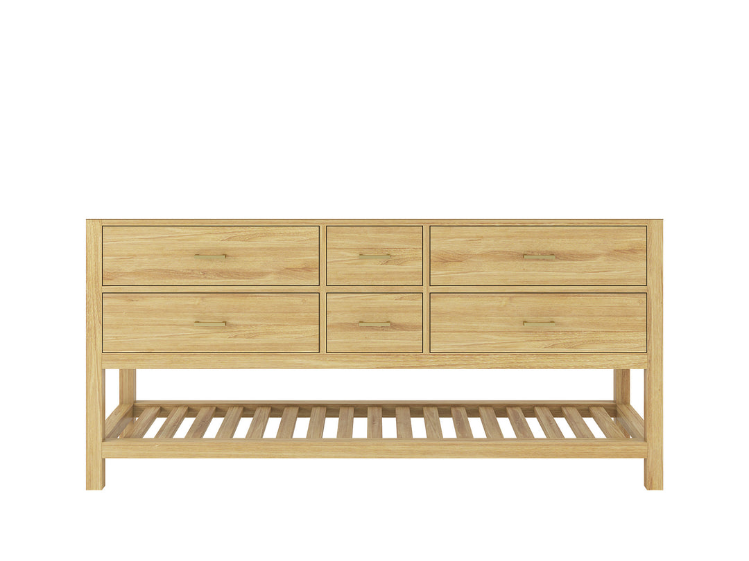 Parker Teak 72 in. W x 22 in. D Double Sink Bathroom Vanity in Light Natural- Cabinet only