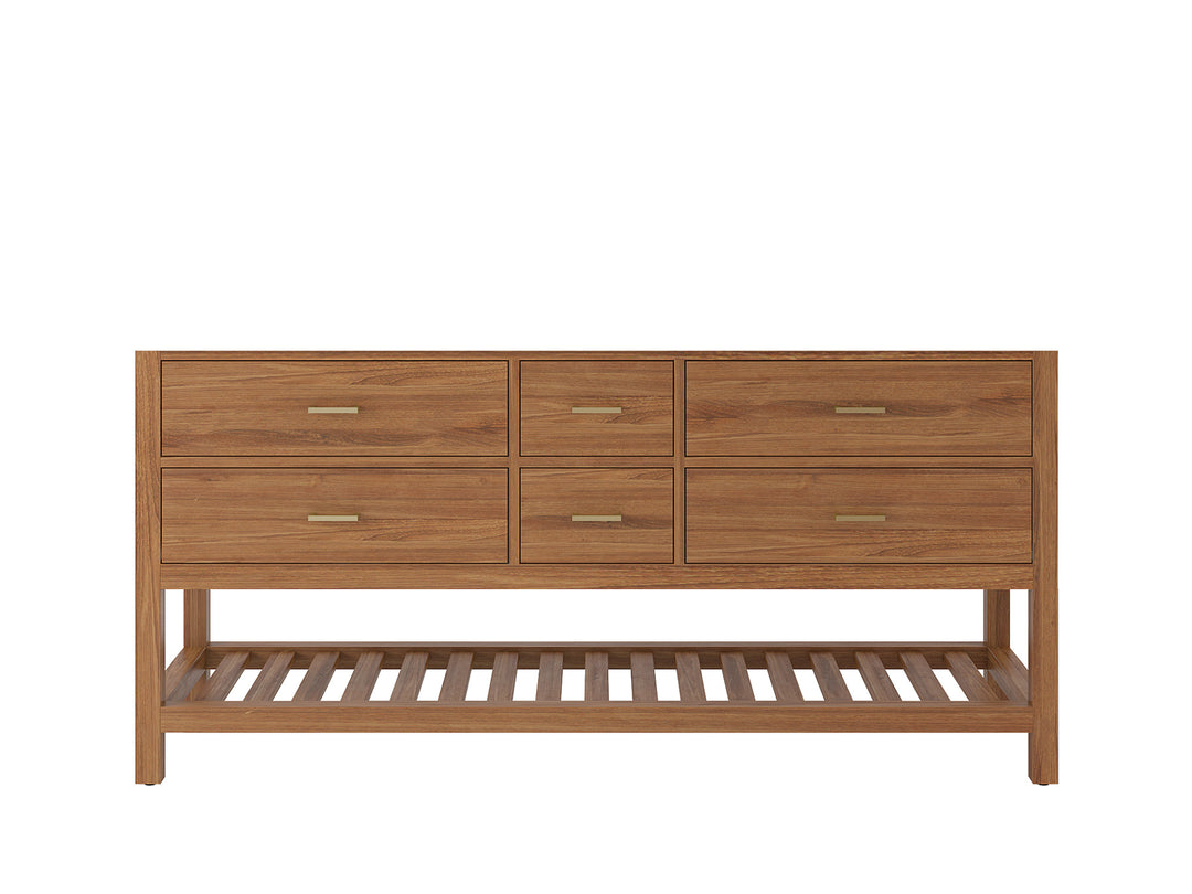 Parker Teak 72 in. W x 22 in. D Double Sink Bathroom Vanity in Golden- Cabinet only