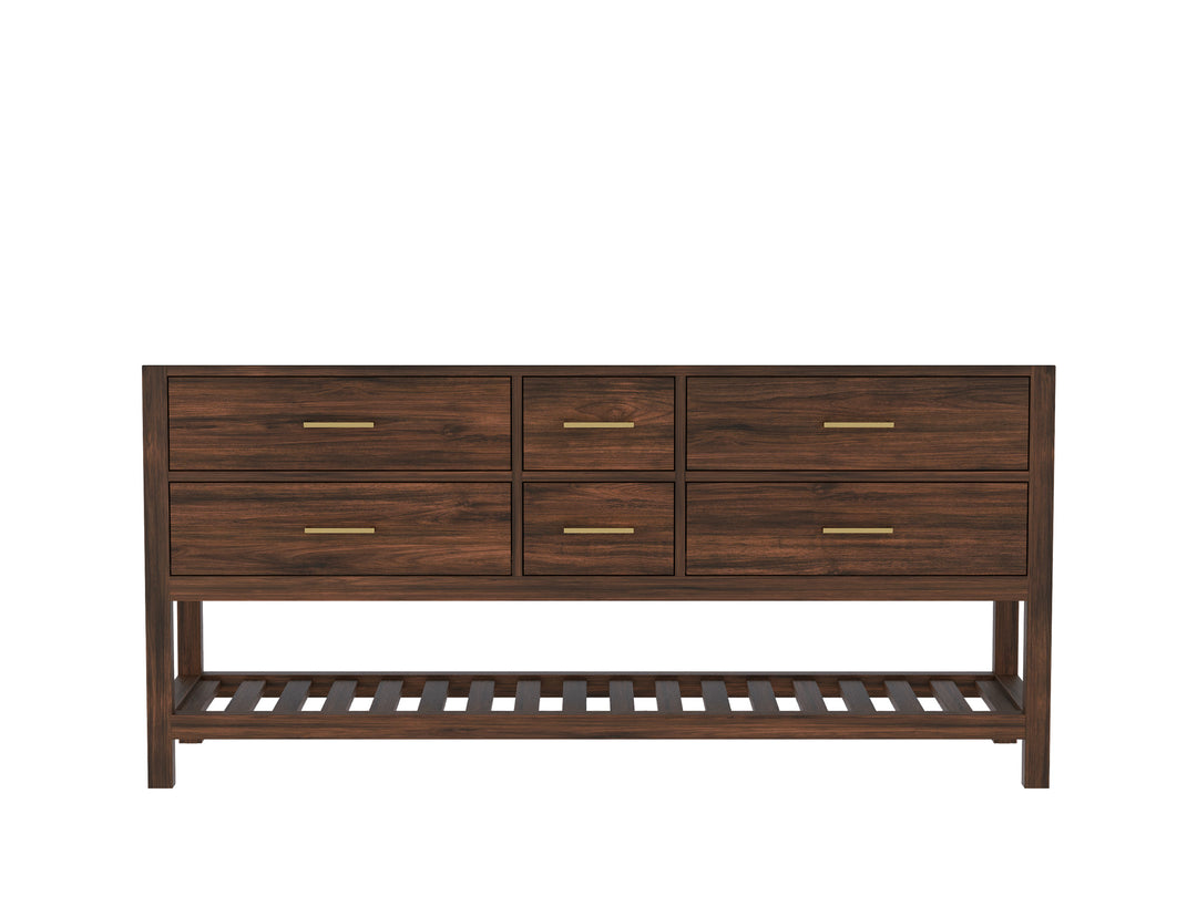 Parker Teak 72 in. W x 22 in. D Double Sink Bathroom Vanity in Dark Walnut- Cabinet only