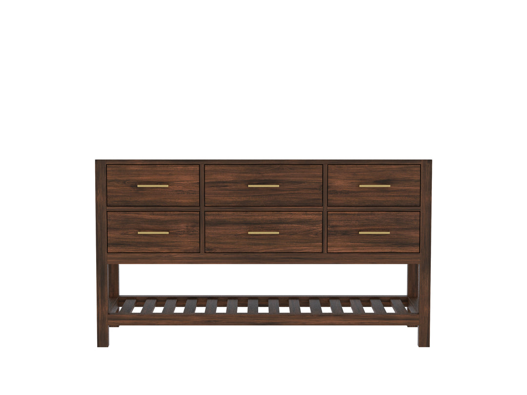 Parker Teak  60 in. W x 22 in. D Single Sink Bathroom Vanity in Dark Walnut - Cabinet only