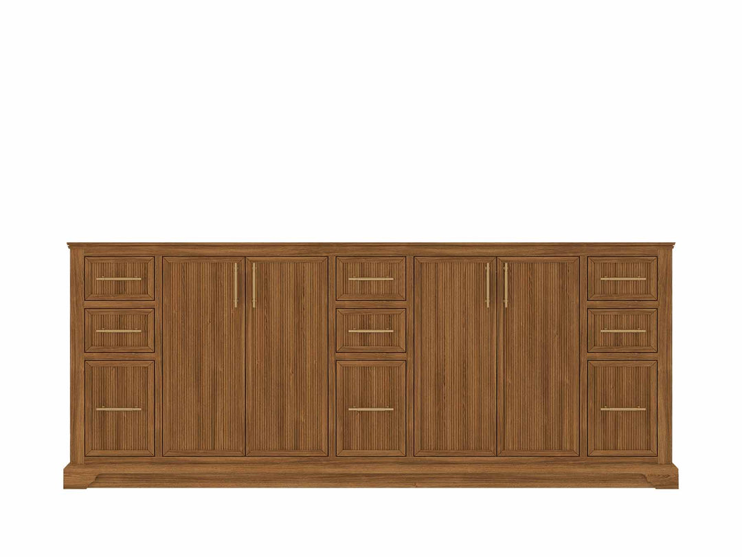Alys Teak Wood 84 in. W x 22 in. D Double Sink Bathroom Vanity