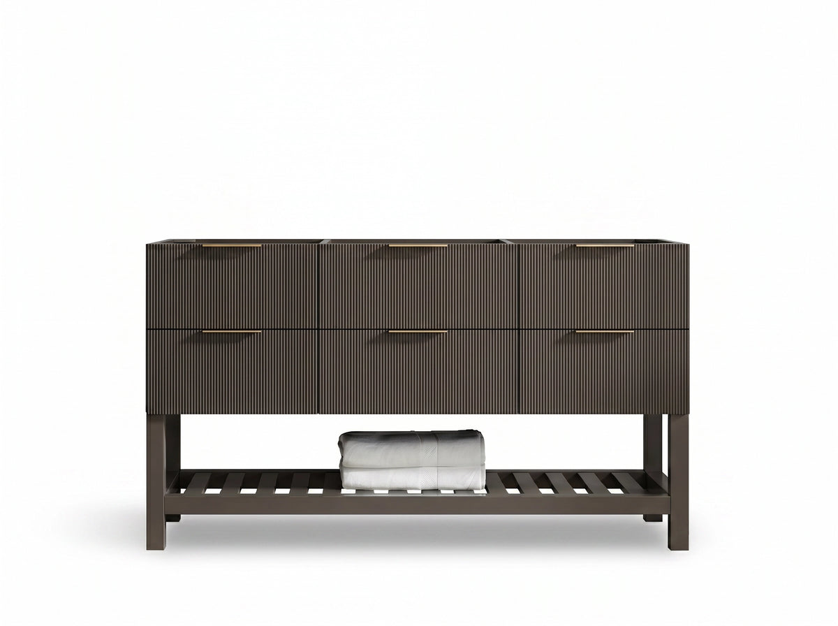 Catalina 60 in W x 22 in D Free Standing Reeded Single Sink Bathroom Vanity